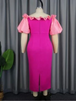 Fall Dress Like Magenta Puff Sleeve Slim Maxi Dress -Define Your Shop P 20230824112223503 312