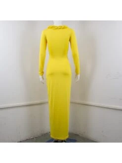 Long Sleeve Round Neck Solid Color Fashion Long Dress -Define Your Shop P 20230830161830774 244