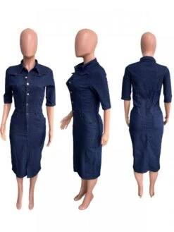 Wrap Hip Half-Sleeve Single Breasted Dress 14 Wrap Hip Half-Sleeve Single Breasted Dress -Define Your Shop P 20230902110248256 902