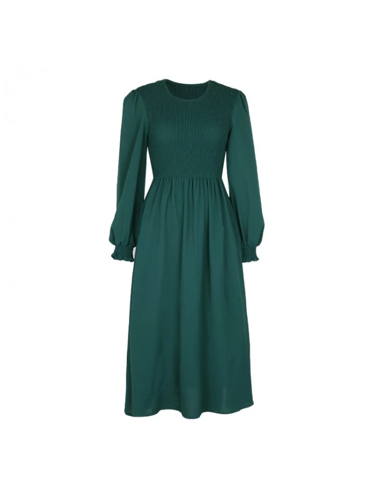 Pure Color Patchwork Ruffled Crew Neck Dress 6 Pure Color Patchwork Ruffled Crew Neck Dress - Image 4