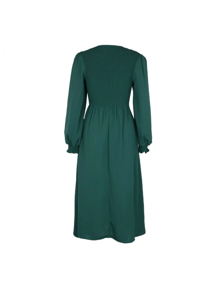 Pure Color Patchwork Ruffled Crew Neck Dress 8 Pure Color Patchwork Ruffled Crew Neck Dress - Image 6