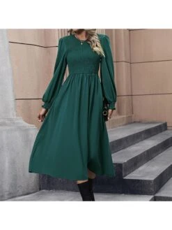 Pure Color Patchwork Ruffled Crew Neck Dress 15 Pure Color Patchwork Ruffled Crew Neck Dress -Define Your Shop P 20230906113927627 508