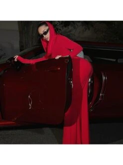 Solid Color Slim Hooded Long Sleeve Dress 11 Solid Color Slim Hooded Long Sleeve Dress -Define Your Shop P 20230912110622288 404