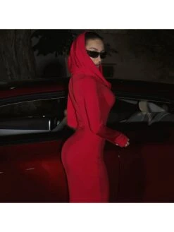 Solid Color Slim Hooded Long Sleeve Dress 12 Solid Color Slim Hooded Long Sleeve Dress -Define Your Shop P 20230912110624788 656