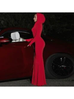 Solid Color Slim Hooded Long Sleeve Dress 13 Solid Color Slim Hooded Long Sleeve Dress -Define Your Shop P 20230912110627275 993