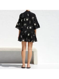 Printed Mid-rise Loose Flared Sleeve Dress -Define Your Shop P 20230926095752676 121