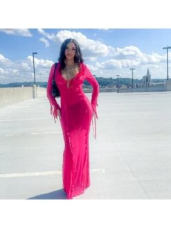 See Through Gauze Empire Waist Long Sleeve Dresses -Define Your Shop P 20231006110704776 674