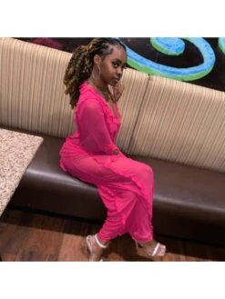 See Through Gauze Empire Waist Long Sleeve Dresses -Define Your Shop P 20231006110707276 624