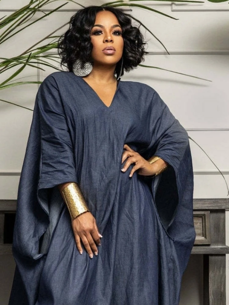 V Neck Cape Sleeve Loose Maxi Dress 4 V Neck Cape Sleeve Loose Maxi Dress - Image 2