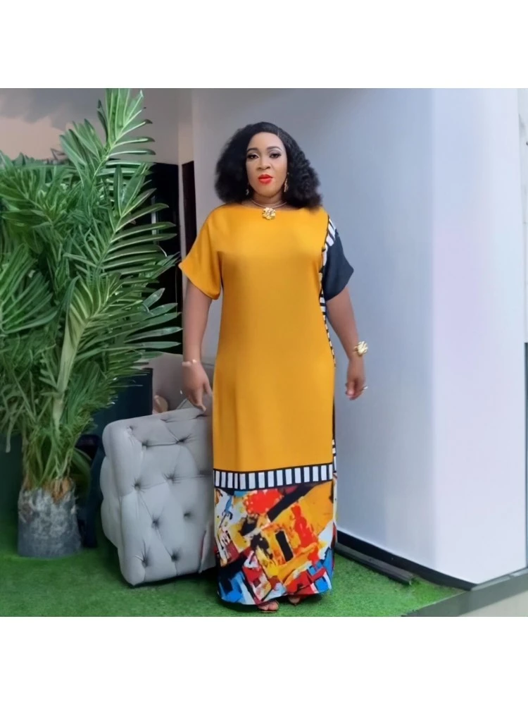 Ethnic Colorblock Split Hem Short Sleeves Dresses 3 Ethnic Colorblock Split Hem Short Sleeves Dresses