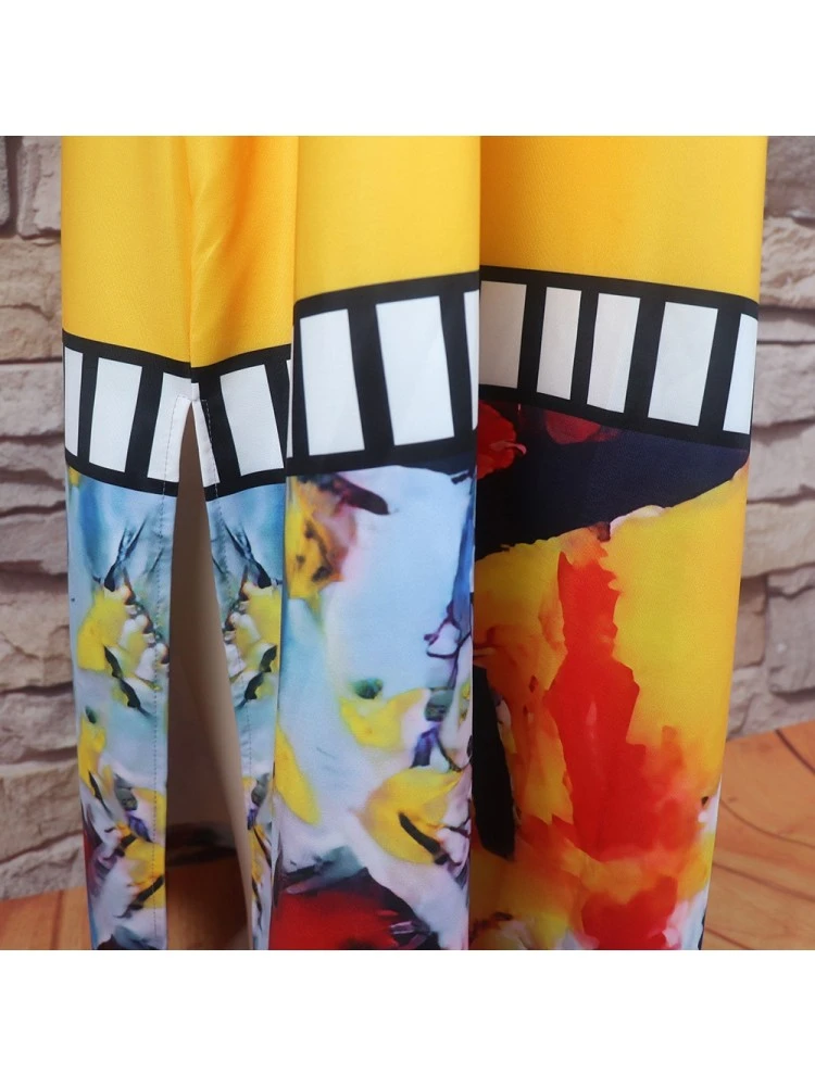 Ethnic Colorblock Split Hem Short Sleeves Dresses 7 Ethnic Colorblock Split Hem Short Sleeves Dresses - Image 5