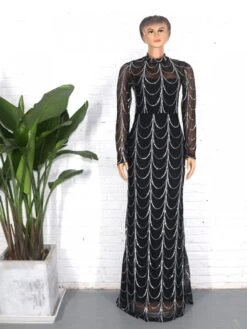 Sequin See Through Turtleneck Maxi Dresses -Define Your Shop P 20231012151422324 742