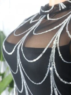 Sequin See Through Turtleneck Maxi Dresses -Define Your Shop P 20231012151427224 572