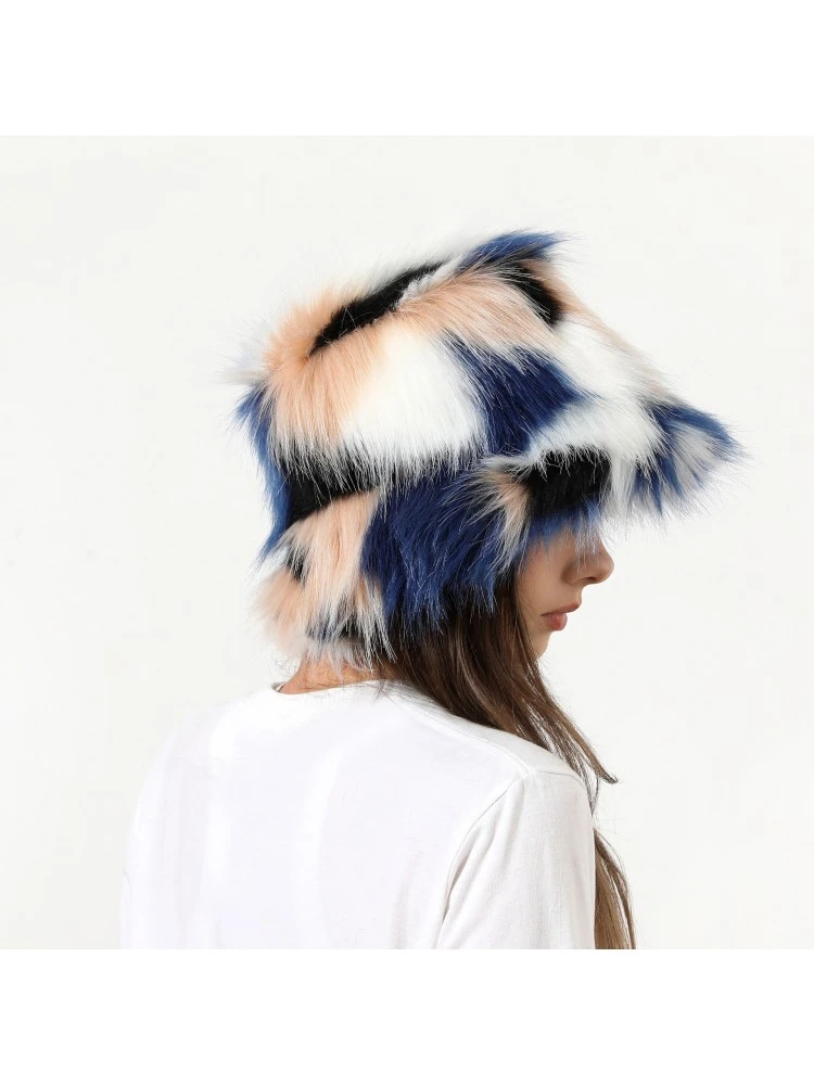 Colorblock Faux Fur Winter Hat 5 Colorblock Faux Fur Winter Hat - Image 3