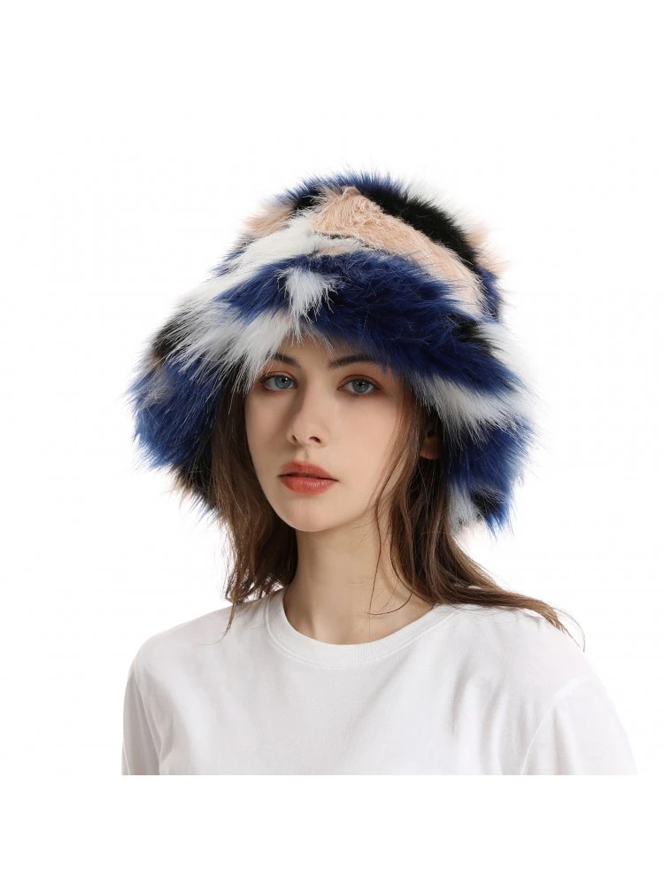 Colorblock Faux Fur Winter Hat 6 Colorblock Faux Fur Winter Hat - Image 4