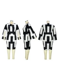 Geometric Pattern Split Hem Long Sleeve Midi Dress 10 Geometric Pattern Split Hem Long Sleeve Midi Dress -Define Your Shop P 20231101182211145 598