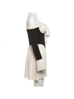 Tie-wrap Patchwork Bodycon Off Shoulder Dress -Define Your Shop P 20231106153117028 487