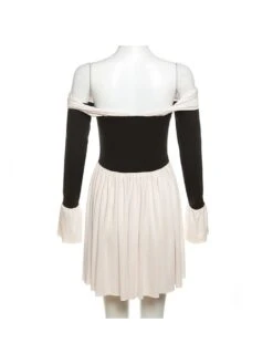 Tie-wrap Patchwork Bodycon Off Shoulder Dress -Define Your Shop P 20231106153119501 568