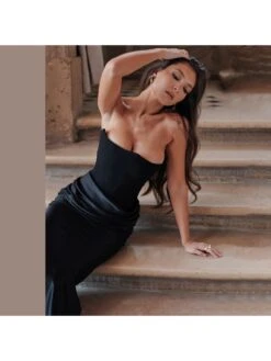 Patchwork Boat Neck Bodycon Maxi Dress -Define Your Shop P 20231108171514308 978