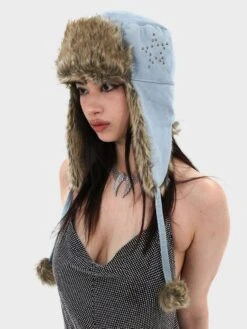 Patchwork Fluff Fur Beading Hat -Define Your Shop P 20231109124825804 799