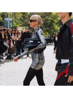 Metallic Ruched Cross V Neck Long Sleeves Dress -Define Your Shop P 20231114123124969 383