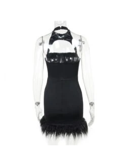 Feather Patchwork Halter Cut Outs Mini Dress -Define Your Shop P 20231115134625327 407