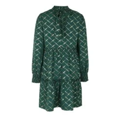 Rhombus Lattice Mid-rise A-line Long Sleeves Dress -Define Your Shop P 20231122112125652 732