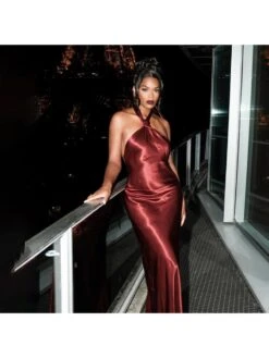 Lace Up Backless Halter Maxi Dress -Define Your Shop P 20231125164545419 636