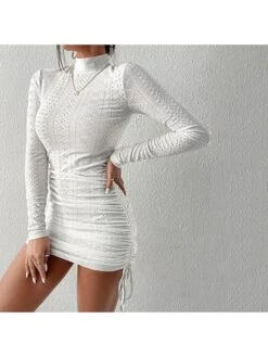 Solid Color Turtleneck Slim Mini Dress 13 Solid Color Turtleneck Slim Mini Dress -Define Your Shop P 20231129133123591 886