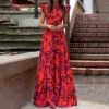 Digital Printing Trumpet Sleeve High Rise Maxi Dress 2 Digital Printing Trumpet Sleeve High Rise Maxi Dress -Define Your Shop P 20231130165010925 711