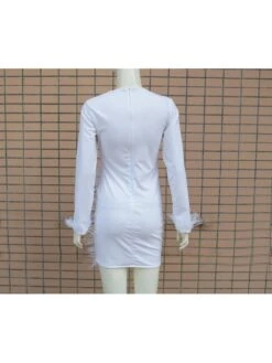 Patchwork Deep V Neck Bodycon Dress 11 Patchwork Deep V Neck Bodycon Dress -Define Your Shop P 20231205172222596 713