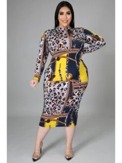 Leopard High Rise Bodycon Plus Size Dress