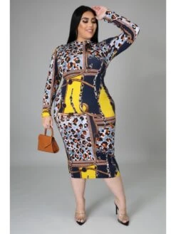 Leopard High Rise Bodycon Plus Size Dress -Define Your Shop P 20231213122624677 553