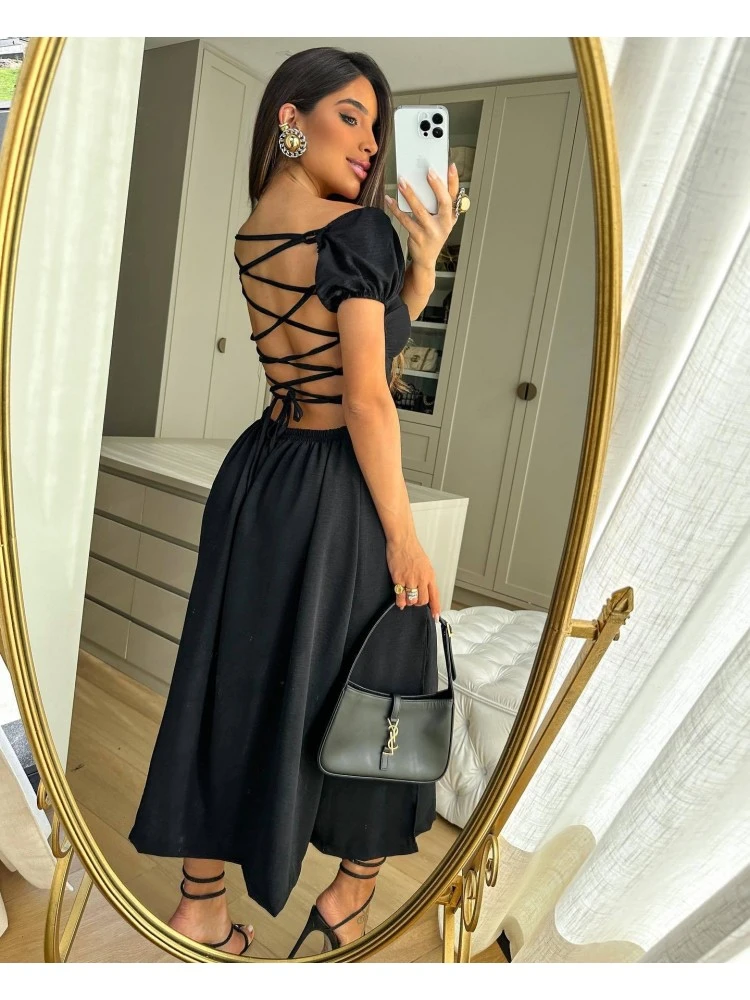 Lace Up Mid-rise A-line Dress 4 Lace Up Mid-rise A-line Dress - Image 2