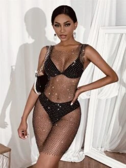 See Through Rhinestone Fishnet Sleeveless Dress 11 See Through Rhinestone Fishnet Sleeveless Dress -Define Your Shop P 20231218152417777 111