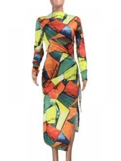 Colorblock Tie Dye Ruched Long Sleeves Dress 11 Colorblock Tie Dye Ruched Long Sleeves Dress -Define Your Shop P 20231221143947658 226
