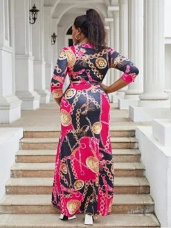 Chain Print Swing Plunging Neckline Maxi Dresses -Define Your Shop P 20231223152858319 232