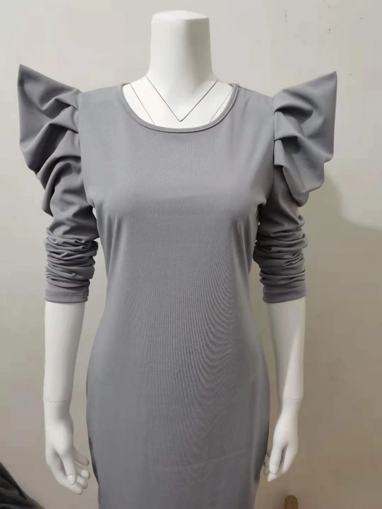 Patchwork Irregular Puff Sleeve Long Sleeve Dresses 6 Patchwork Irregular Puff Sleeve Long Sleeve Dresses - Image 4