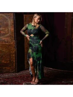 Ruched Cutout Bodycon Irregular Maxi Dress -Define Your Shop P 20231227115649118 302