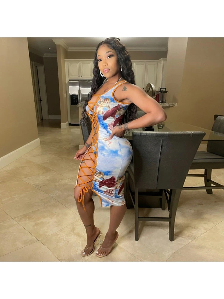 Tie-wrap Spaghetti Straps Bandage Sleeveless Dresses 4 Tie-wrap Spaghetti Straps Bandage Sleeveless Dresses - Image 2