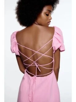 Tie-wrap Square Neck Fitted Short Sleeve Dresses 9 Tie-wrap Square Neck Fitted Short Sleeve Dresses -Define Your Shop P 20231228163212451 691