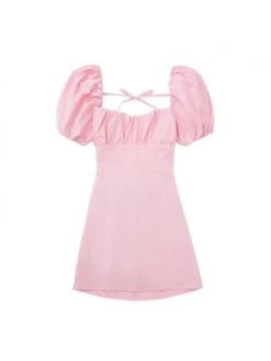 Tie-wrap Square Neck Fitted Short Sleeve Dresses 10 Tie-wrap Square Neck Fitted Short Sleeve Dresses -Define Your Shop P 20231228163215091 982