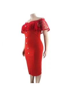 Ruched Colorblock Single Breasted Short Sleeve Dresses -Define Your Shop P 20240103150359716 937