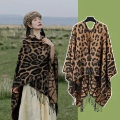 Leopard Fringe Retro Shawl