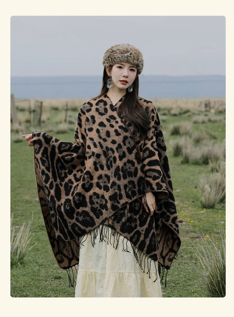 Leopard Fringe Retro Shawl 4 Leopard Fringe Retro Shawl - Image 2