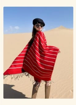 Striped Fringe Goddess-like Shawl -Define Your Shop P 20240103175030843 818