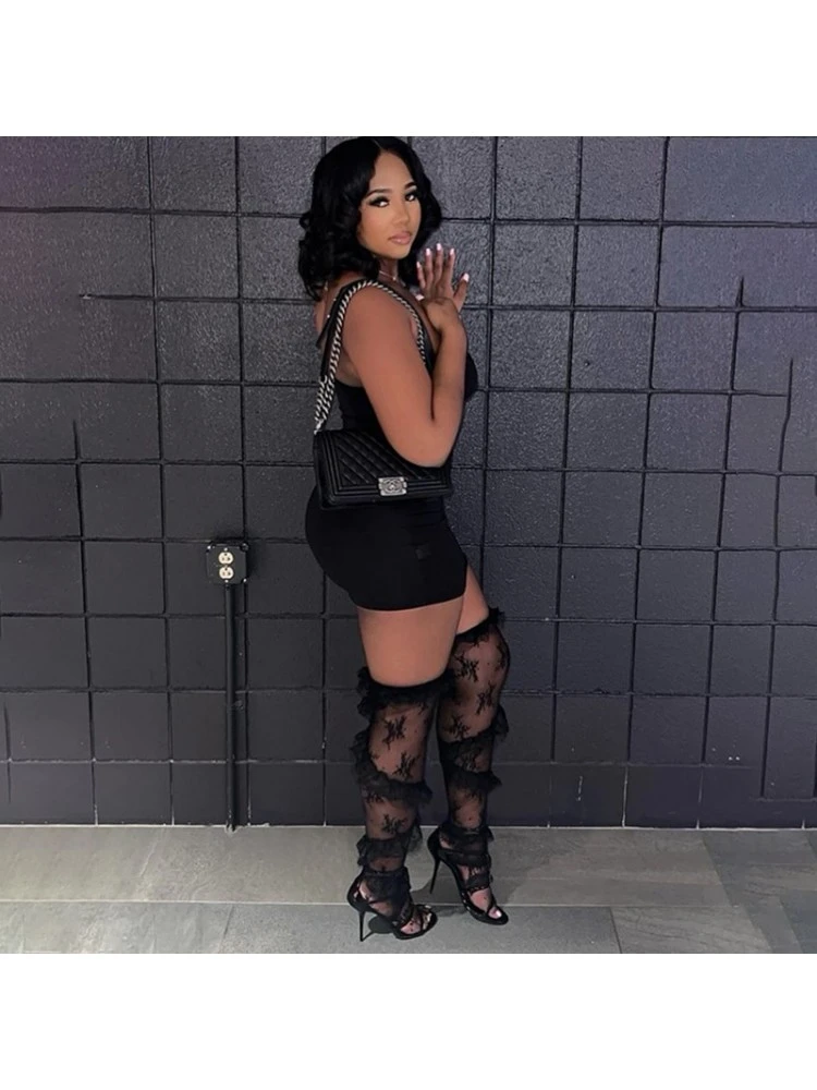 See Through Lace Knee Stockings 4 See Through Lace Knee Stockings - Image 2