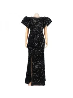 Sequin Puff Sleeve Split Hem Mermaid Dresses -Define Your Shop P 20240109145711335 402