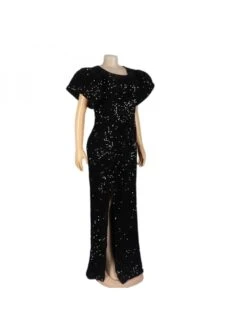 Sequin Puff Sleeve Split Hem Mermaid Dresses -Define Your Shop P 20240109145713649 777