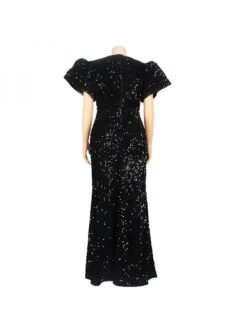 Sequin Puff Sleeve Split Hem Mermaid Dresses -Define Your Shop P 20240109145715933 946